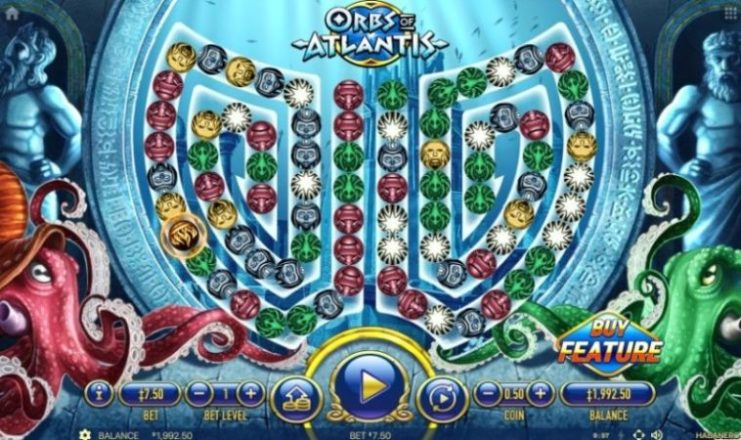 Оформление игрового слота Orbs of Atlantis