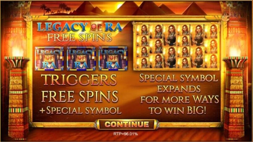 Бонусные дополнения автомата Legacy of Ra Megaways