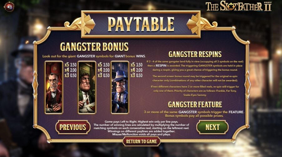 Призовые комбинации Slotfather 2