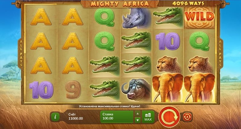Дизайн слота Mighty Africa